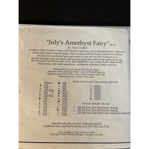 Mirabilia A Midsummer Night's Fairy Pattern Chart MD#30 Nora Corbett - Picture 3 of 4